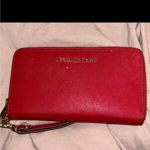 Michael Kors Scarlet Red Zip-Around Wallet